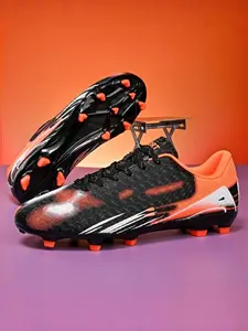 Parent - child White - Pink Color - blocked Long Spikes Football Shoes, Sweet & Cool Competitive Style, Breathable Mesh Material, Strong Grip & Eye - catching, Ideal for Parent - child Football Training & Competitions