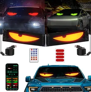 Devil Eyes Light for Cars, Programmable LED Panel With Bluetooth APP Control for Car's Accessories Or Decor, Scrolling LED Sign With Custom Text Pattern Animation, Suitable for Windows, Windshield and Small to Medium Sized Trucks, Hotel