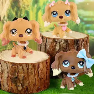 3pcs Lps Cocker Spaniel Doll Ornaments, Mini Dog Pets with Cute Lps Accessories, Collectible Gifts for Birthday, Christmas, Halloween
