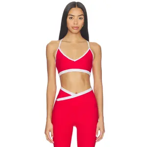 Beyond Yoga Spacedye Shirred Colorblock Bra in Chili Red Heather