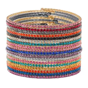 Multicolored 1 Line Crystal Wrap Bracelet