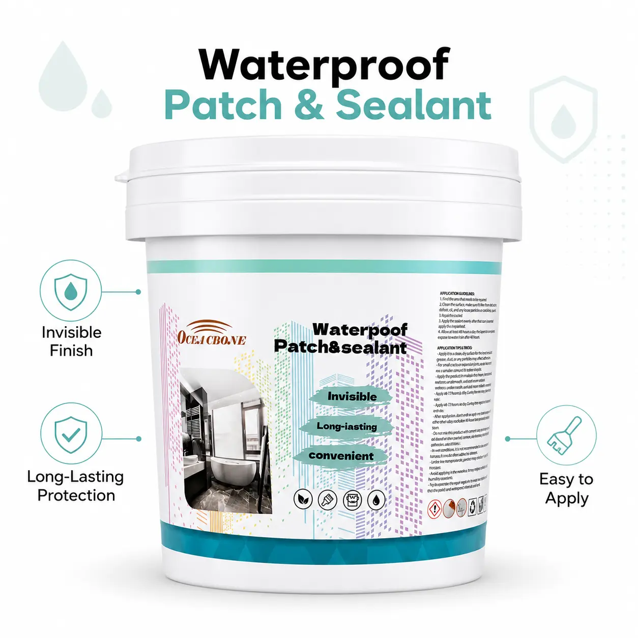 OCEA CBONE Transparent Waterproof Sealant, Invisible Leak & Crack Repair Coating for Roofs, Walls, Bathrooms, Concrete, Gutters, Indoor & Outdoor Use