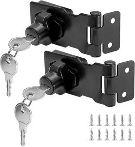 2 count Keyed Hasp Locks 2.5 Inch Twist Knob Keyed Locking Hasp, Metal Safety Hasp Latches Keyed Different for Small Doors, Cabinets (Black)