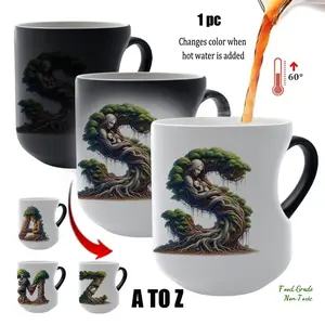 A to Z Tree of Life Color Changing Mug Heat Sensitive Magic Mug Color Changing Heart Design Ceramic Cup Personalized Gift forMothers Day Hand Wash Only Romantic Drinkware