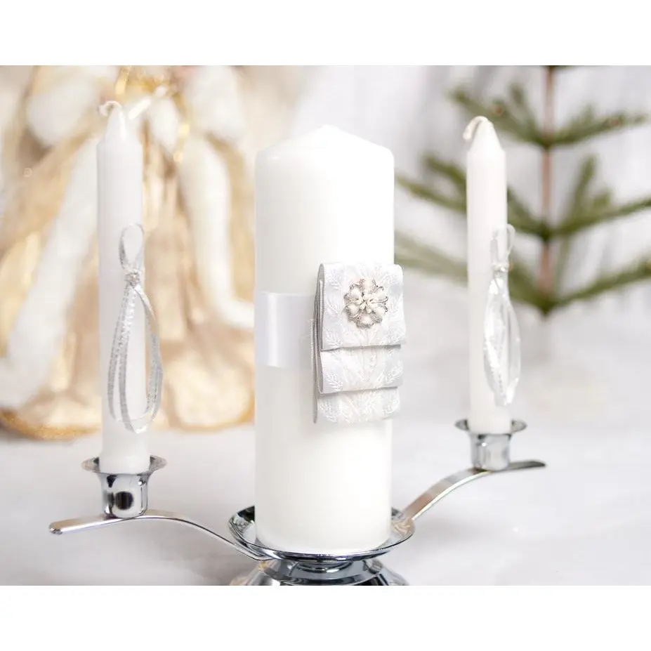 Winter Woodland Wedding Unity Candle Set