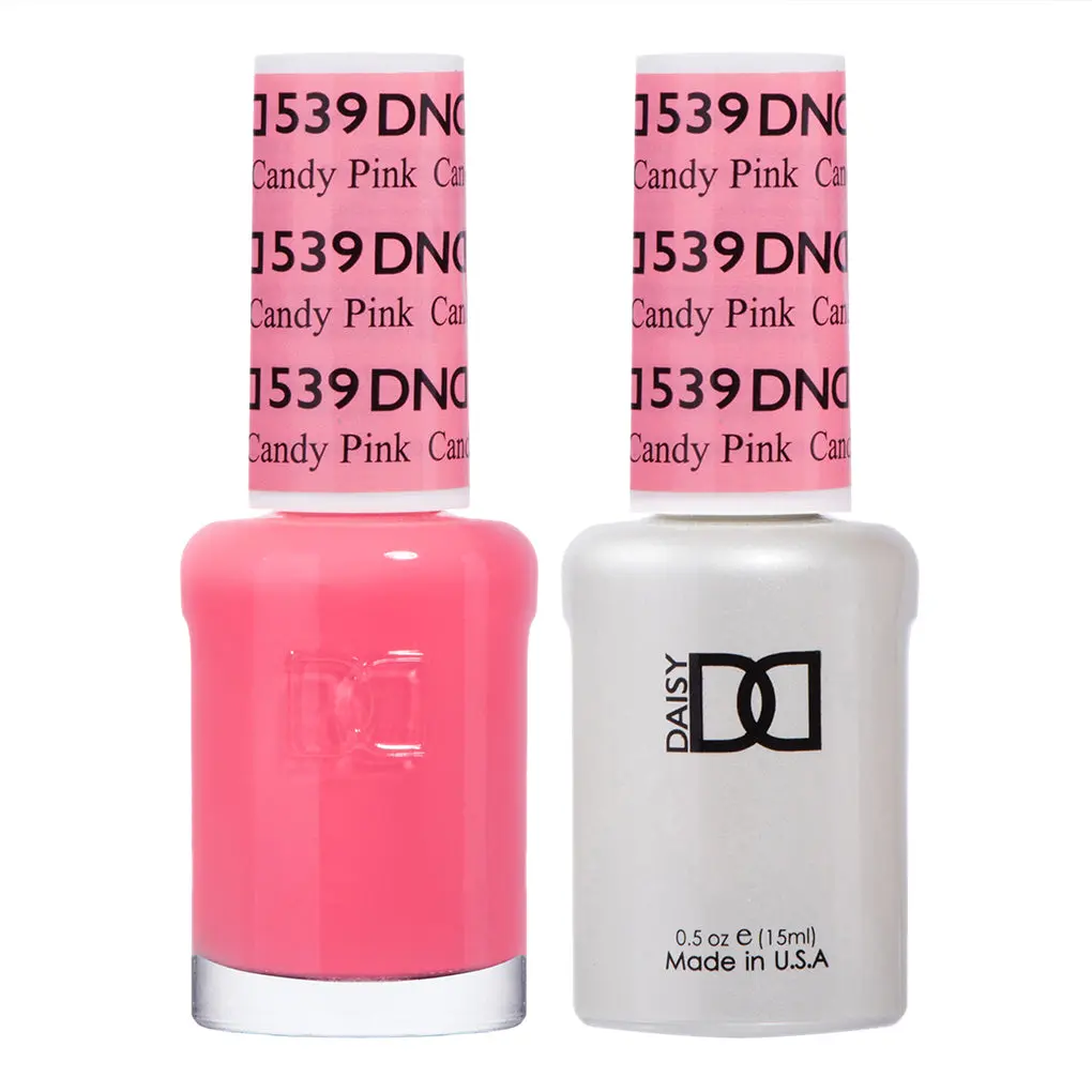 DAISY DND Duo Set #539 Candy Pink with UV Gel Polish and Matching Nail Lacquer | 2 Bottles, 0.5 oz Each, Nail Art, Two Bottles