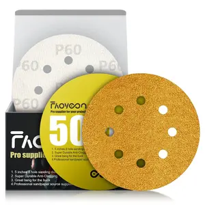 5 Inch Sanding Discs Hook and Loop | 60 Grit Sandpaper | Orbital Sander Pads | Sand Paper for Automotive and Woodworking | 50 Pack