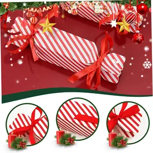 Folding festive style “Xmas Red White Striped Candy Shaped Gift Boxes, Christmas Party Favors Boxes with Ribbon, 10PCS Holiday Treat Boxes for Christmas Decorations & Gift Giving” xmas home
