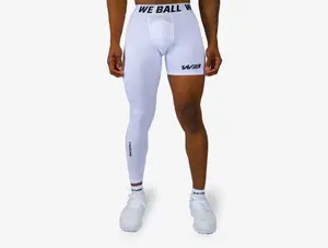 We Ball Sports Single, One Leg Compression Tights (White) Spandex For Gym Yoga Legging Athletic Bottoms Athletic Techwear