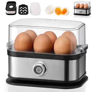 2026 New Smart Egg Cooker Rapid Egg Cooker Electric 6 Eggs Capacity with Auto Shut Soft Medium Hard Boiled Poacher Omelet Maker Stainless Steel Sleek Design Egg Steamer Steam buns, corn, dumplings, sweet potato
