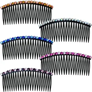 Side Combs with Rhinestone for Women Hold Bangs Comb French Twist Hair Clips Hair Accessories Decorative Comb for Women Girls 5pcs