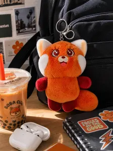 Cute Panda Plush Keychain, Soft Filled Animal Toy, Silver Color Multi-Function Clip, Backpack Wallet Car Key Decoration, Women Girls