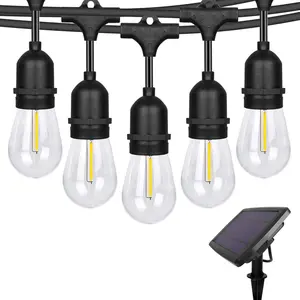YI LIGHTING 48FT Solar Outdoor String Lights with 15 Lights Weatherproof for Patio, Porch, Deck, Party, Yard