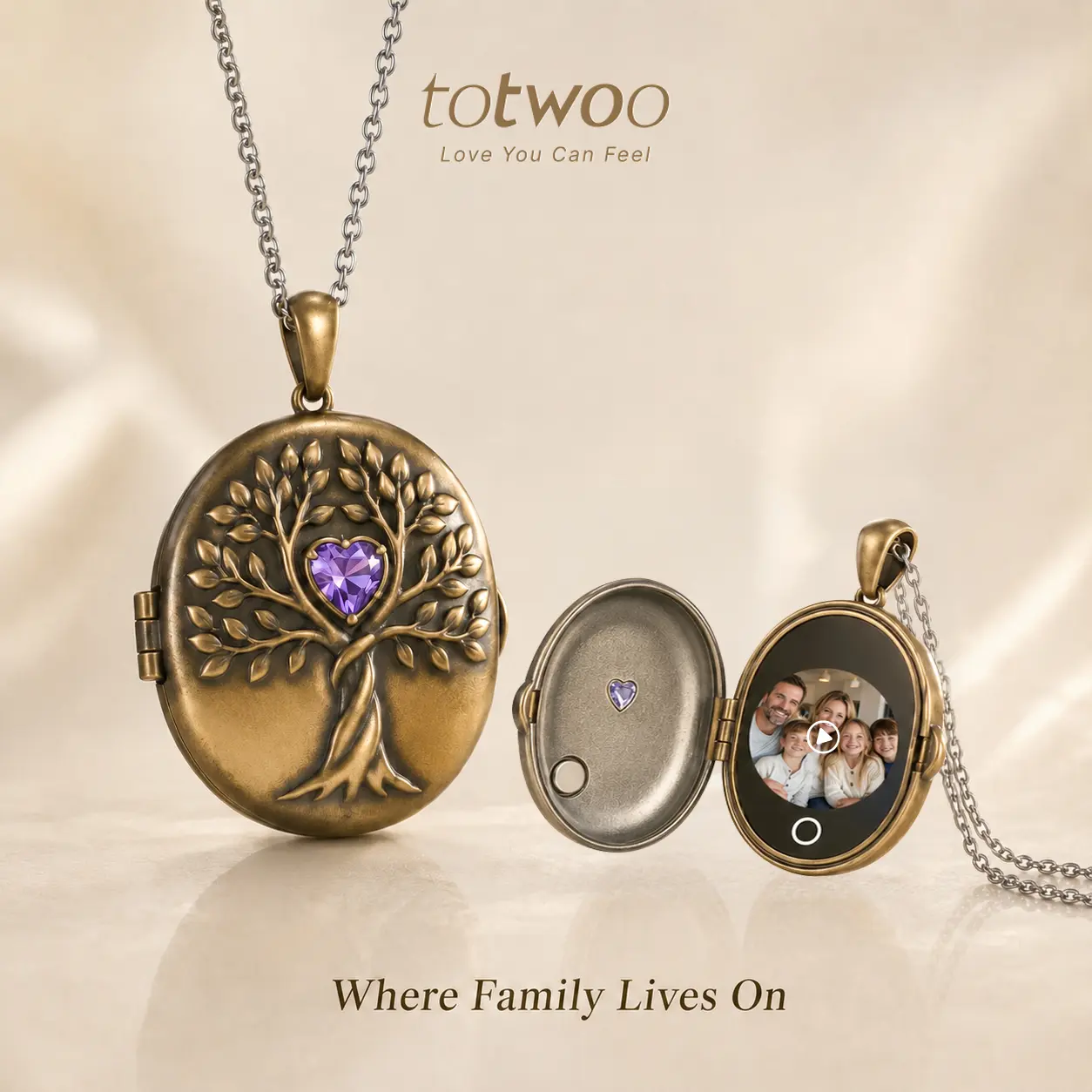 Women's Tree of Life Custom Made Photo Locket Necklace - 5 Photos, AI Moving Memory, Swipeable Digital Picture Jewelry, Anniversary Birthday Protection Gift for Couples, Custom Made Necklace