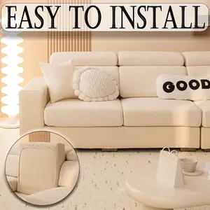1pc 2026 Upgrade Elastic Sofa Cushion Cover, Modern Anti-Slip Design, All-Seasons Solid Pattern, Fits L-Type & 1234 Seat Sofas