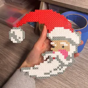 Perler Bead Santa Moon Magnet for Festive Decor