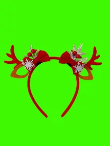 Caterpillar Headband Deer Hairband with Festive Red Antlers and Snowflake Accents for Holiday Wear