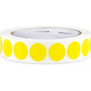3/4 Inch Yellow Dot Stickers, Removable Round Color Coding Labels, Matte Paper Circle Stickers for Office, Classroom, Inventory, Retail, Filing and Storage, 1000 Labels Per Roll