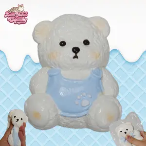 Sitting Teddy Bear Squishy, Handmade taba squishy, Food-Grade Silicone Slow-Rising Rebound Squishy, Sticky Squeeze Toys Gift, Fidget Toys for Stress Relief, Non-Toxic Sensory Toys (4.76oz/135g)