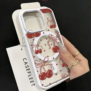 Crystal Clear MagSafe phone cases for women iphone15 Pro! cherry [Anti-Yellowing Tech + Military-Grade Drop Proof] Local Smartphone