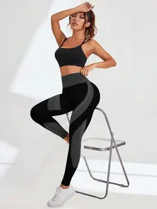 Sexy Fashion High Waist Colorblock Leggings, Striped Gym Running Sport Pants, Suitable for All Seasons Indoor Outdoor Yoga Wear, Gym Sportswear Bottoms