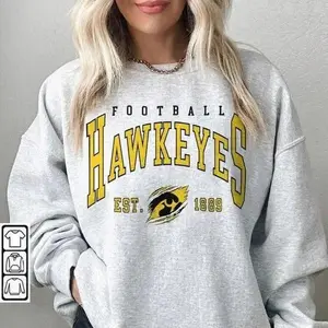 Vintage Football Hawkeyes Sweatshirt, Unisex Foolball Sweater Gift For Fans, Full Color