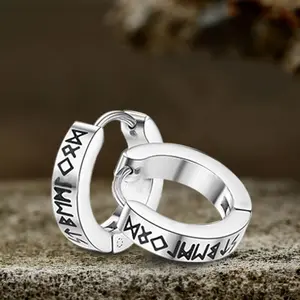 GTHIC Nordic Unisex Viking Runes Stainless Steel Earrings Norse Fashion Accessories for Daily Wear