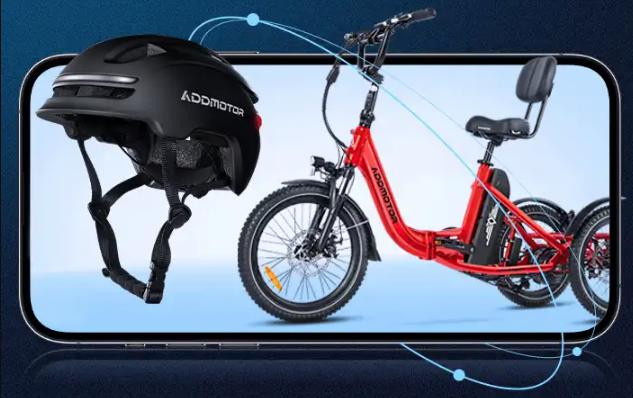 ADDMOTOR Smart Cycling Helmet for Adults Men Women, Ebike Helmet with Bluetooth, Certified Helmet for Bicycle and Scooter with Built-in Speakers, Front & Rear LED Lights, iOS & Android App