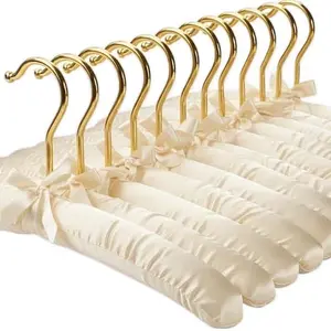 Premium Padded Hangers for Women’s Clothing - Set of 12 Non-Slip Fabric Hangers for Sweaters, Dresses, Coats, Wedding & Bride Hanger, Ivory