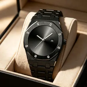 Minimalist Octagon Men's Watch | Old Money Aesthetic Stainless Steel Wristwatch | Water-Resistant Classic Timepiece