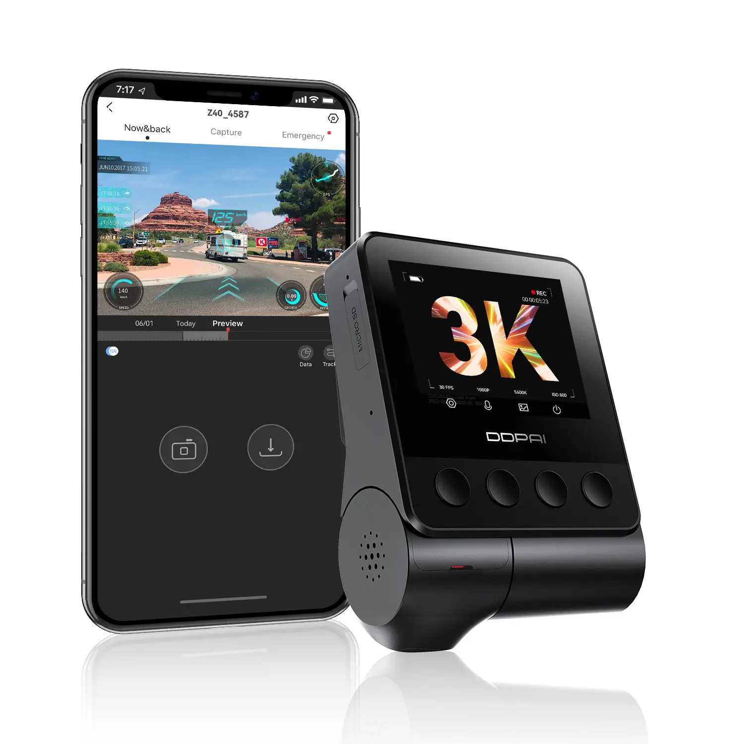 DDPAI Z40 GPS Single Front Dash Cam Front, 1944P Car Camera with Sensor, Wi-Fi & App, Car Dashboard Camera Recorder 2.4" LCD Screen,Parking Mode,G-Sensor,Super Capacitor