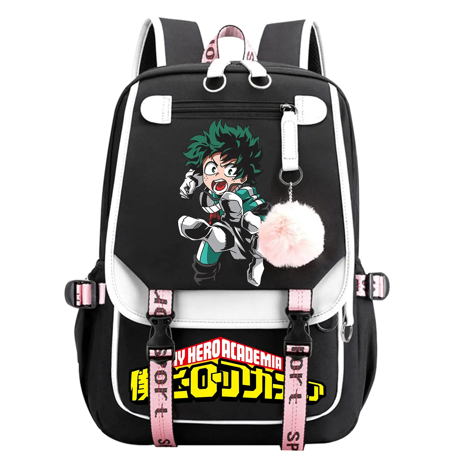 Cute My Hero Academia Unisex Waterproof Backpack, 11.8inx16.5inx9in Durable Lightweight Versatile Daypack with Adjustable Shoulder Straps, Spacious Main Compartment for Shopping, Scratch-Tear Resistant Black Bag