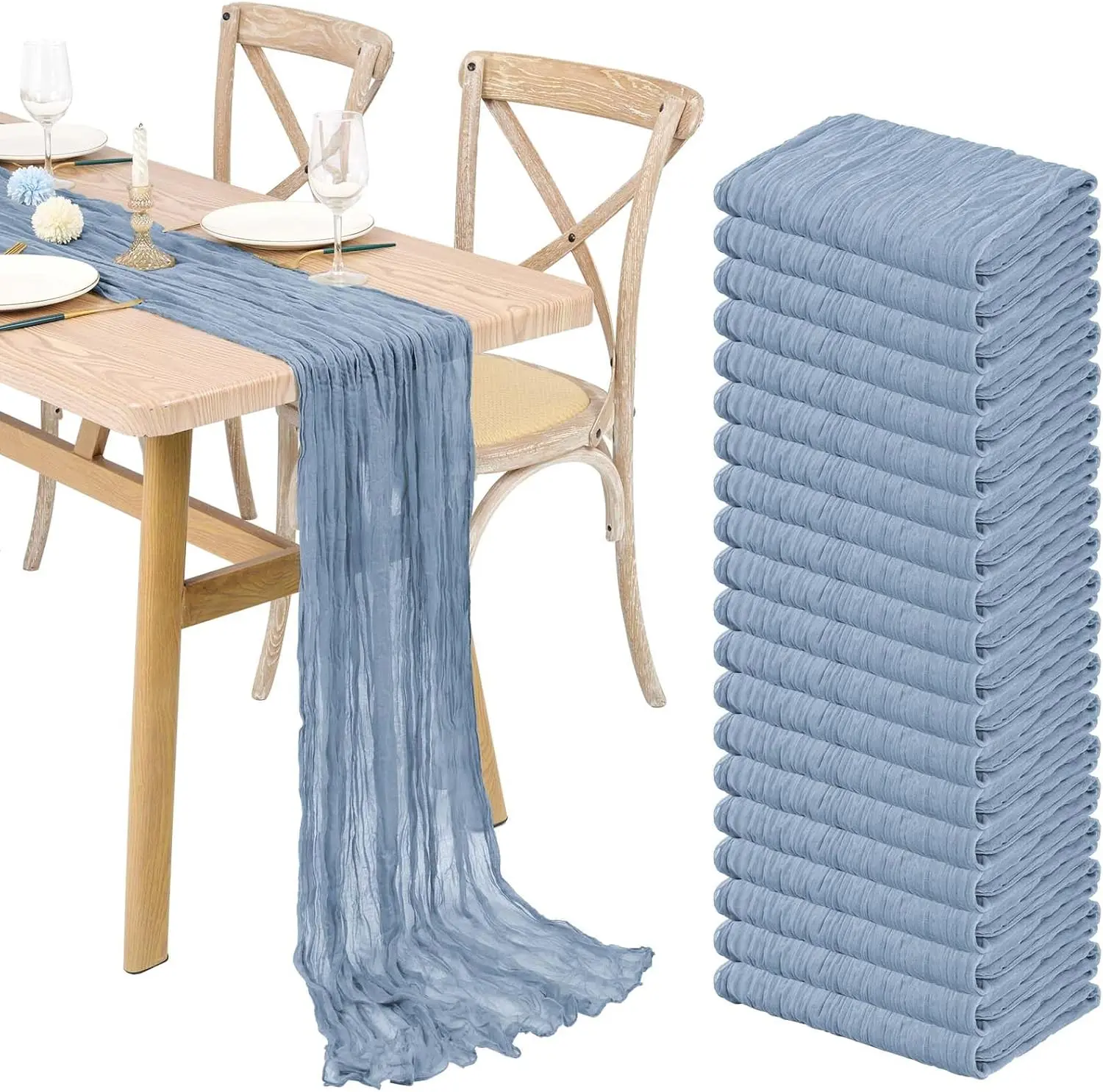 1/10/16 Pack Cheesecloth Table Runner 10FT Boho Gauze Table Runner for Wedding Reception Graduation Party Baby Shower Bridal Shower Table Decor Wedding Table Setup Summer Table Setup Boho Wedding Decor Event Table Styling Mother’s Day Brunch #SummerVibes
