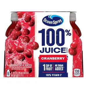 Ocean Spray 100% Juice, Cranberry Juice, 10 Ounce Bottle (Pack of 6)
