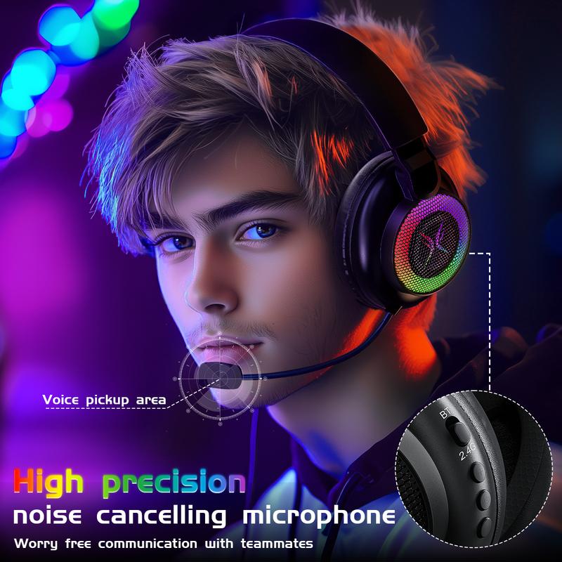 [New Upgrade] TAGRY TRONICX K12 Wireless Gaming Headset - 40mm Drivers - Memory Foam Cushion - Version  5.3-USB-A/C Dual Interface 2.4G - Wired 3.5mm Audio Jack - For PC, Mac, PS4, PS5,Switch, Smart Phone, Laptop, Smart Watch, Tablet