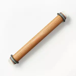 17.28" Adjustable Wood Rolling Pin Light Brown -  Handled for Baking, Hand Wash, 1.16 lbs