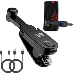 Auto Clicker Mini Smart Tapper for iPhone iPad Android, 108-Speed Adjustable Silent Screen Clicker with LED Display for Gaming Live Streams, Tasks, iOS Apps-Black,2 Cords