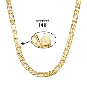 14K Gold-Plated Figaro Chain Necklace for  Women Men-2mm/10mm Wide,24" ltalian-Style Cuban Link, Tarnish-Free Nanotech Coating, Hip Hop Streetwear, Minimalist Layering Jewelry, Gift for Him Women accessories