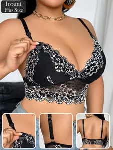 Plus Size Women's Nursing Bra, Pregnancy Maternity Bra, Comfortable Breathable Lace Lingerie, Detachable Straps, No Underwire, Medium Support, Spring & Fall