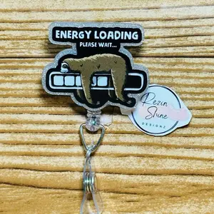 Energy Loading Please Wait Sloth Badge Reel