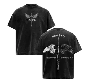valentine shirts Isaiah 54:17 Bible Verse T-Shirt Washed , No Weapon Formed Christian Shirt, Sword and Angel Wings Faith Streetwear Graphic Tee, HOPE Jesus Apparel Church Outfit Gym Pump Cover