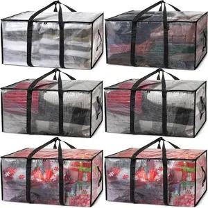Heavy Duty Moving Transparent Bags 2 Pack - Clear Storage Bins with Lids, Large Moving Boxes with Backpack Straps & Zippers for College Dorm, 27"x14"x15" 86L Capacity
