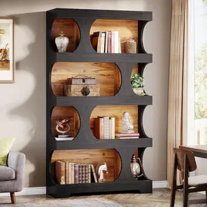 Blackened Tall Architectural Walnut Bookcase