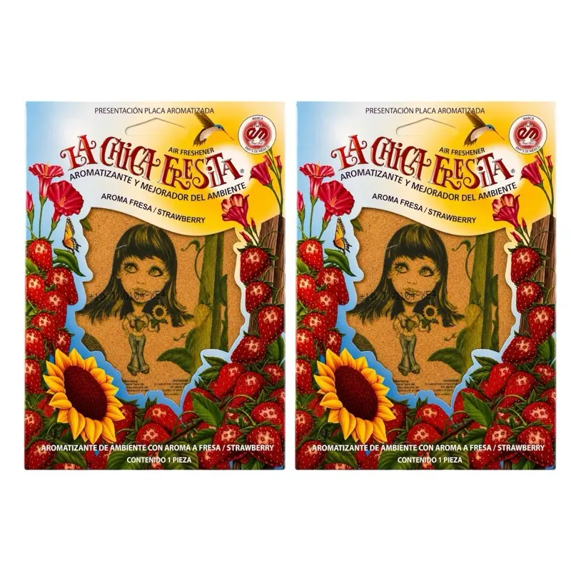 2 pack Strawberry La Chica Fresita air Fresheners Aromatizante Fresa