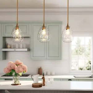 Modern Teardrop Mini Pendant Light with Ripple Glass Shade, 1-Light Polished Gold Ceiling Light – LNC Polarismoon