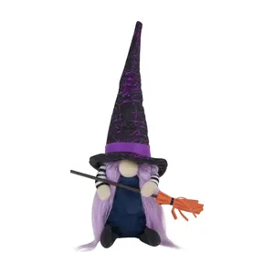 Northlight 14" Halloween Witch Gnome with Broom