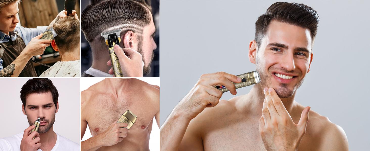 Hair Clippers for Men,T-Blade Trimmer,Nose Hair Trimmer,Hair Shaver Set,Clippers for Men Professional,Clippers for Hair Cutting,Electric Razor for Men, LCD Display