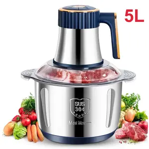 5L  Meat Grinder -  Stainless Steel 2-Speed Food Chopper Meat Grinder , Pure Copper Motor for Homemade Puree/Nuts/Meat,  Quiet Design for Family Cooking