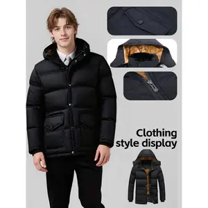 Bmuvlss Men'S Heavy-Duty Thermal Winter Jacket - Windproof Cold Weather Coat with Full-Zip Front, Stand Collar & Full-Zip Pockets - Thickened Insulated Outer Shell for Skiing, Construction, Everyday - Black/ - Non-Stretch Fabric - Ideal for -40 ° C/-40 °
