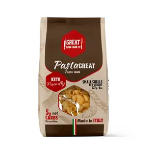 Great Low Carb Pasta Shells 7oz - Keto Friendly, High Fiber, Protein Rich, Zero Sugar, Heart Healthy, Made in Italy